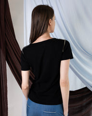 Marcelle T-Shirt (Round Neck) - Pitch Black