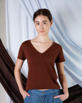 Marcelle T-Shirt (V-Neck) - Sierra Brown Shimmer