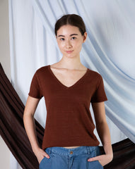 Marcelle T-Shirt (V-Neck) - Sierra Brown Shimmer