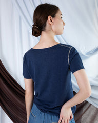 Marcelle T-Shirt (Round Neck) - Indigo Denim