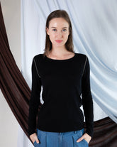 Marcelle Long T-Shirt (Round Neck) - Pitch Black