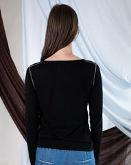 Marcelle Long T-Shirt (Round Neck) - Pitch Black