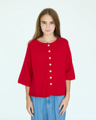 Girl La Bretagne Cardigan - Red
