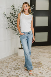 Hazel Blues® | Lorena Mid Rise Vintage Wash Bootcut Jeans