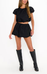 Highland Crop Top ~ Black Poplin