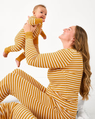 Marigold Stripe Women's Long Sleeve Pajama Top