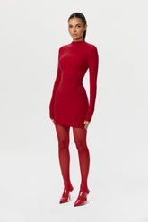 Naked Mock Neck Mini Dress