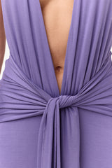 Smooth Halter Plunge Drape Tie Dress