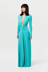 Hourglass Plunge Draped Tie Dress