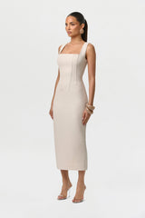 Suiting Lace-Up Midi Dress
