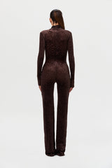 Burnout Print Turtleneck Jumpsuit