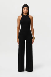 Smooth Halter Wide-Leg Jumpsuit Petite