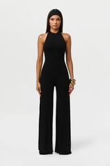 Smooth Halter Wide-Leg Jumpsuit Petite