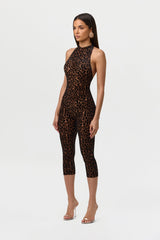 Burnout Halter Capri Jumpsuit Petite