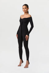 Naked Off-Shoulder Tie Jumpsuit Petite