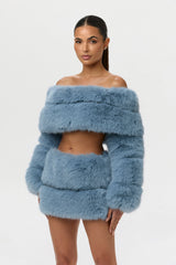 Faux Fur Off-Shoulder Pelted Top