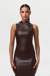 Vegan Leather Sleeveless Top