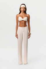 Linen Button Lounge Pants Petite