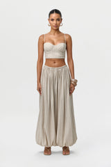 Linen Pinstripe Bustier Crop Top