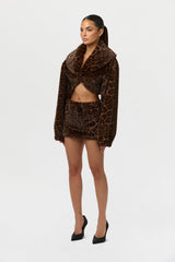 Faux Fur Leopard Shrug