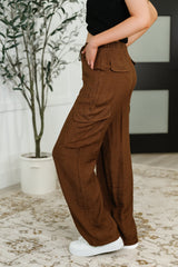 Hazel Blues® | Off Duty Straight Leg Cargo Pants in Brown