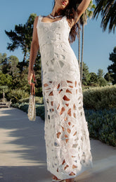 Lani Maxi Dress ~ White Bloom Crochet
