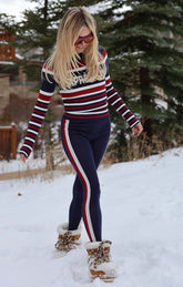 Cozy Leggings ~ Navy Race Stripe Knit
