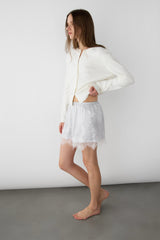 SATIN SHORT WITH LACE HEM