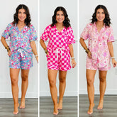 Hazel Blues® | PREORDER: Button Front Pajama Short Set in Three Prints