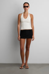 RIBBED KNIT HALTER TANK TOP