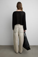 SHEER BOATNECK MESH SWEATER