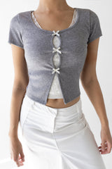 LAYERED LACE BOW TOP