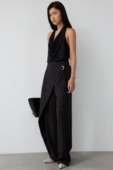 RAYON BLEND TIE NECK HALTER TOP
