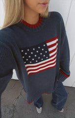 Fireside Sweater ~ American Flag Navy Knit