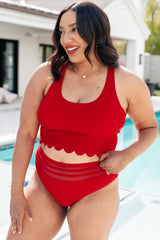 Hazel Blues® | Tonga Scalloped High Waisted Swim Bottoms