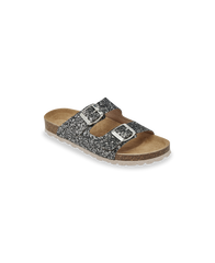 Zayette Mules - Black Silver Glitter