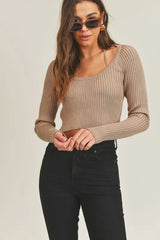 Hazel Blues® | MABLE Long Sleeve Crop Sweater Top and Inner Bra Set