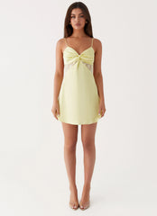 Ayla Satin Mini Dress Yellow