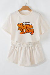 Hazel Blues® | Beige Game Day Graphic Tee and Skort 2 Piece Set