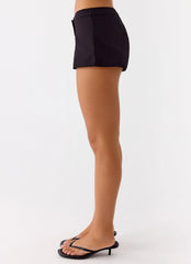 Coastline Cotton Micro Mini Shorts Black