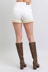 Hazel Blues® | Judy Blue High Waist Shearling Cuff Denim Shorts