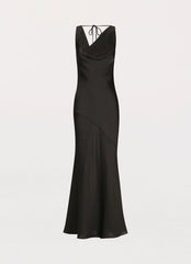 Be Mine Satin Maxi Dress Black