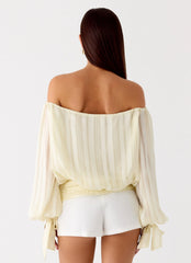 Coconut Kiss Off Shoulder Long Sleeve Top Yellow