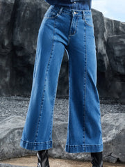 Hazel Blues® | Seam Detail Flared Bottom Ankle Length Jeans