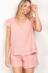 Hazel Blues® | VERY J Ruffle Cap Sleeve Top & Shorts Set