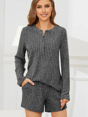 Hazel Blues® | Ribbed Round Neck Top and Shorts Set