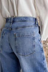 Hazel Blues® | Pocketed Embroidered Straight Leg Jeans