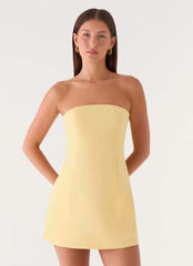 Della Strapless Mini Dress Yellow