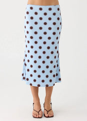 Bahama Low Rise Midi Skirt Blue Mocha Dot