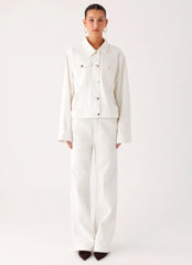 Back Again Oversized Denim Jacket White